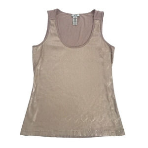 Cache Sequin Tank Top Cami M Blush Nude Scoop Neck Stretch Pullover Festive